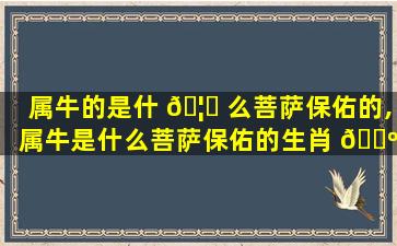 属牛的是什 🦊 么菩萨保佑的,属牛是什么菩萨保佑的生肖 🌺 女